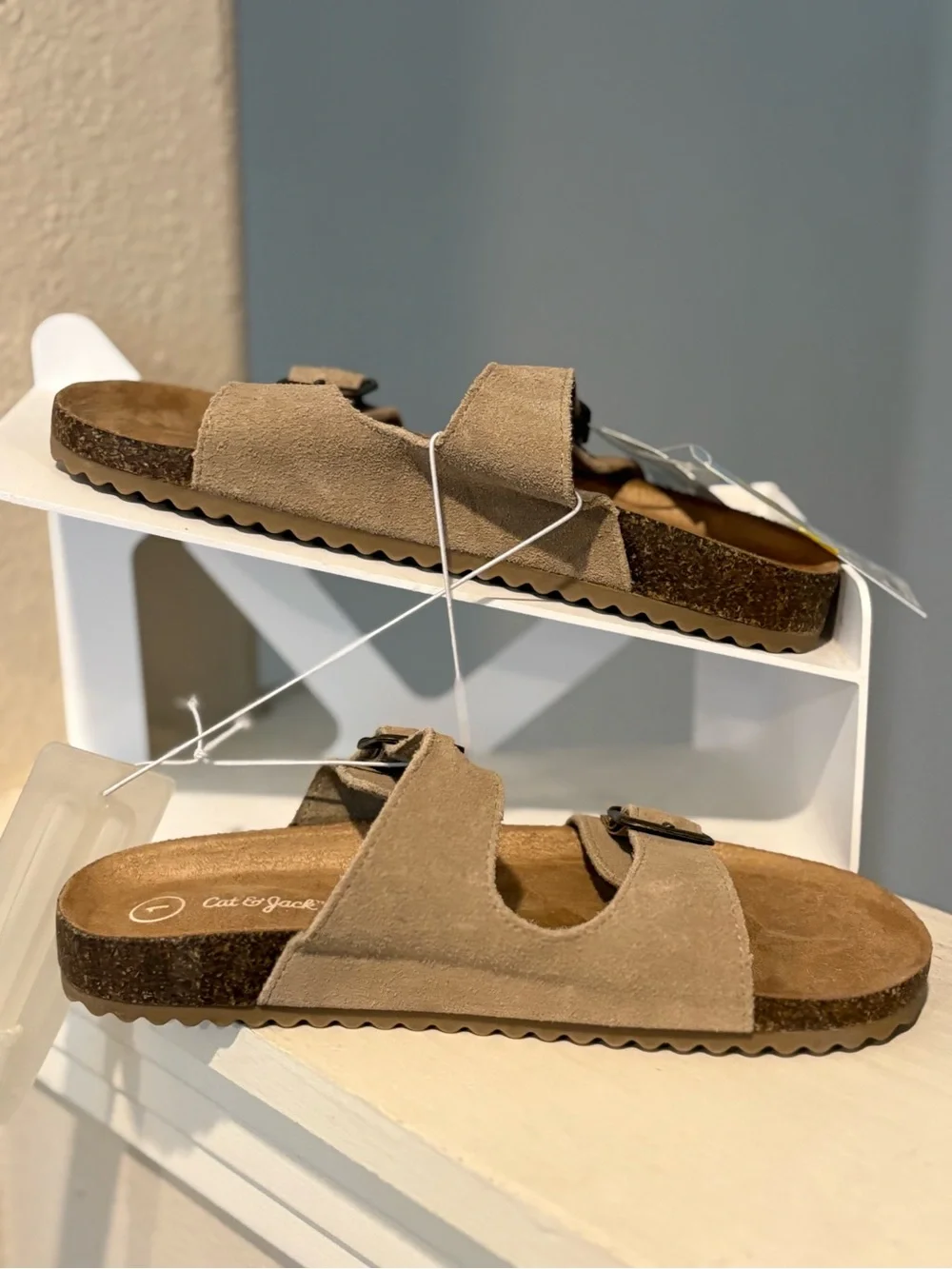 Cat & Jack Size 1 Youth Little Girls Sandals Taupe Adjustable Straps Slip On NEW
